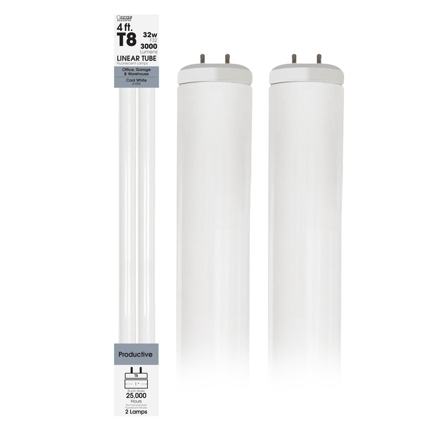 4 ft. 32W Cool White (4100K) T8 G13 Base High Output Fluorescent Linear Tube (2-Pack)