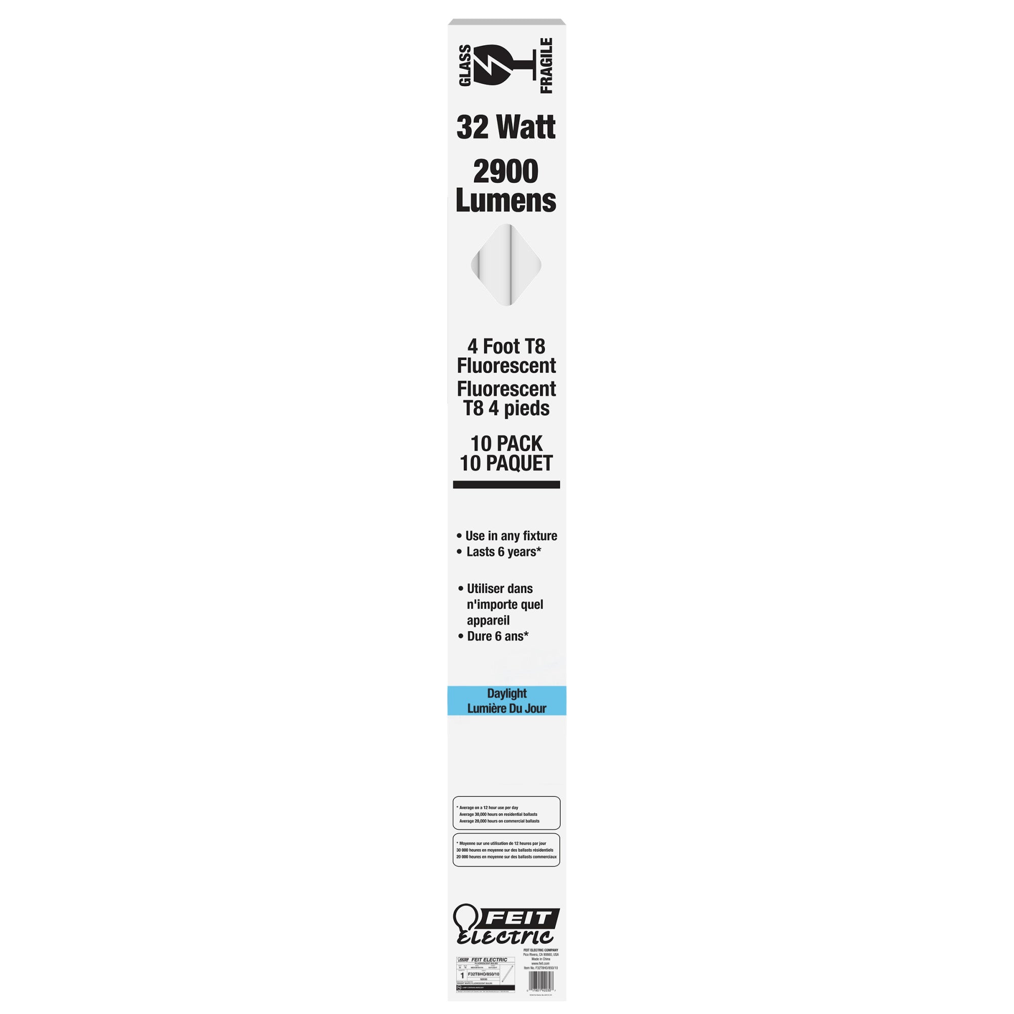 4 ft. 32W Daylight (5000K) T8 G13 Base High Output Fluorescent