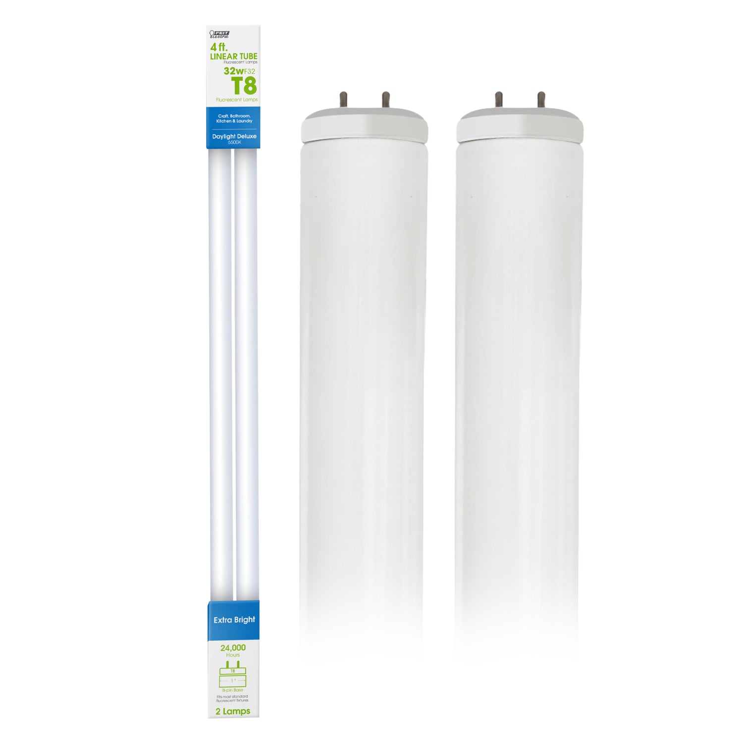 4 ft. 32W Daylight Deluxe (6500K) T8 G13 Base High Output Fluorescent Linear Tube (2-Pack)