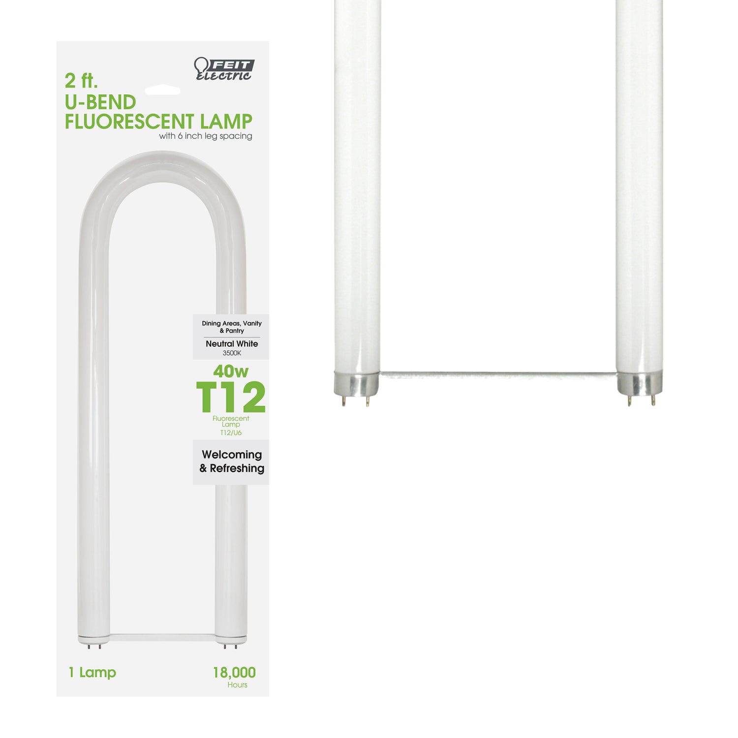 2 ft. 40W Neutral White (3500K) G13 Base (T12 Replacement) U-Bend Fluorescent Linear Light Tube