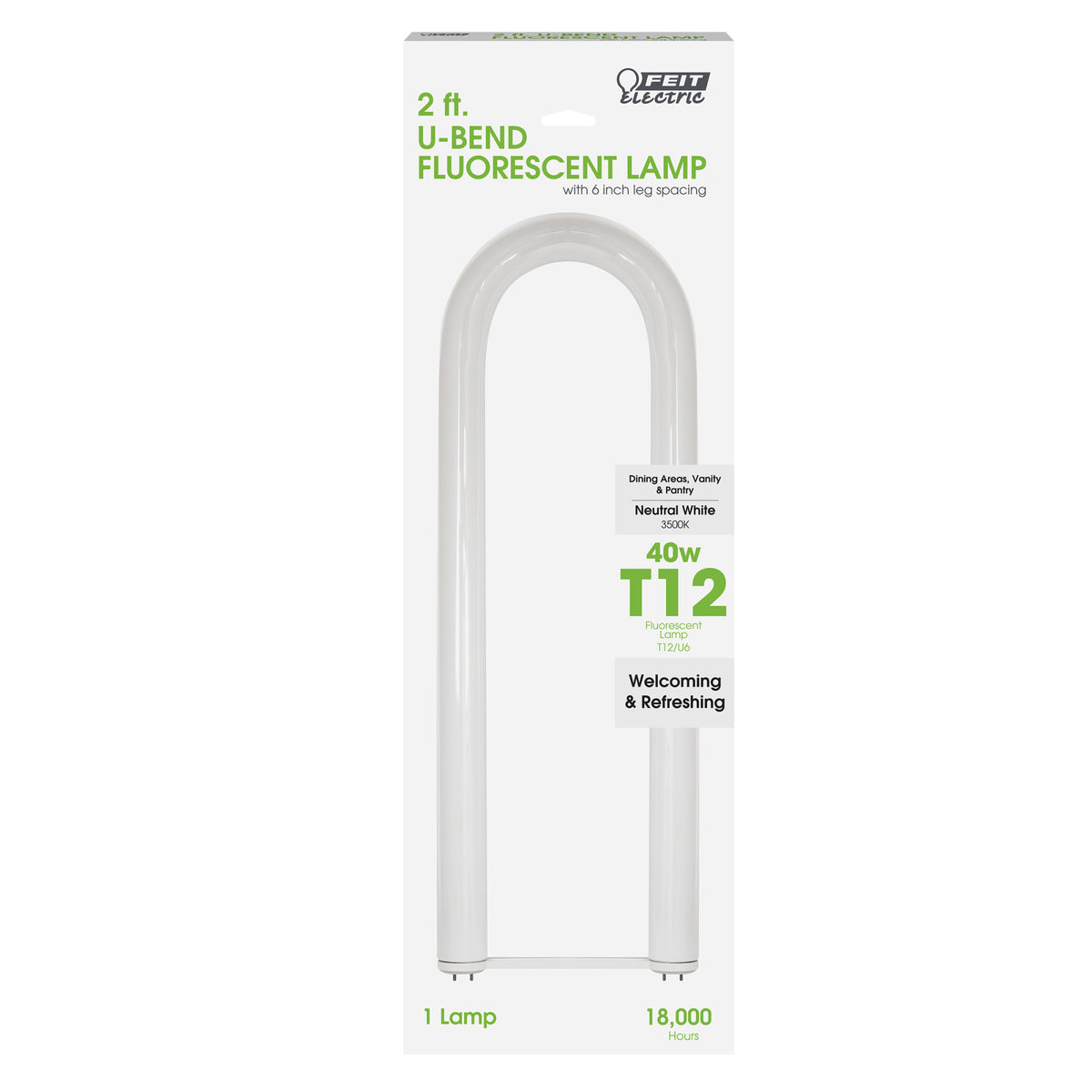 2 ft. 40W Neutral White (3500K) G13 Base (T12 Replacement) U-Bend Fluorescent Linear Light Tube