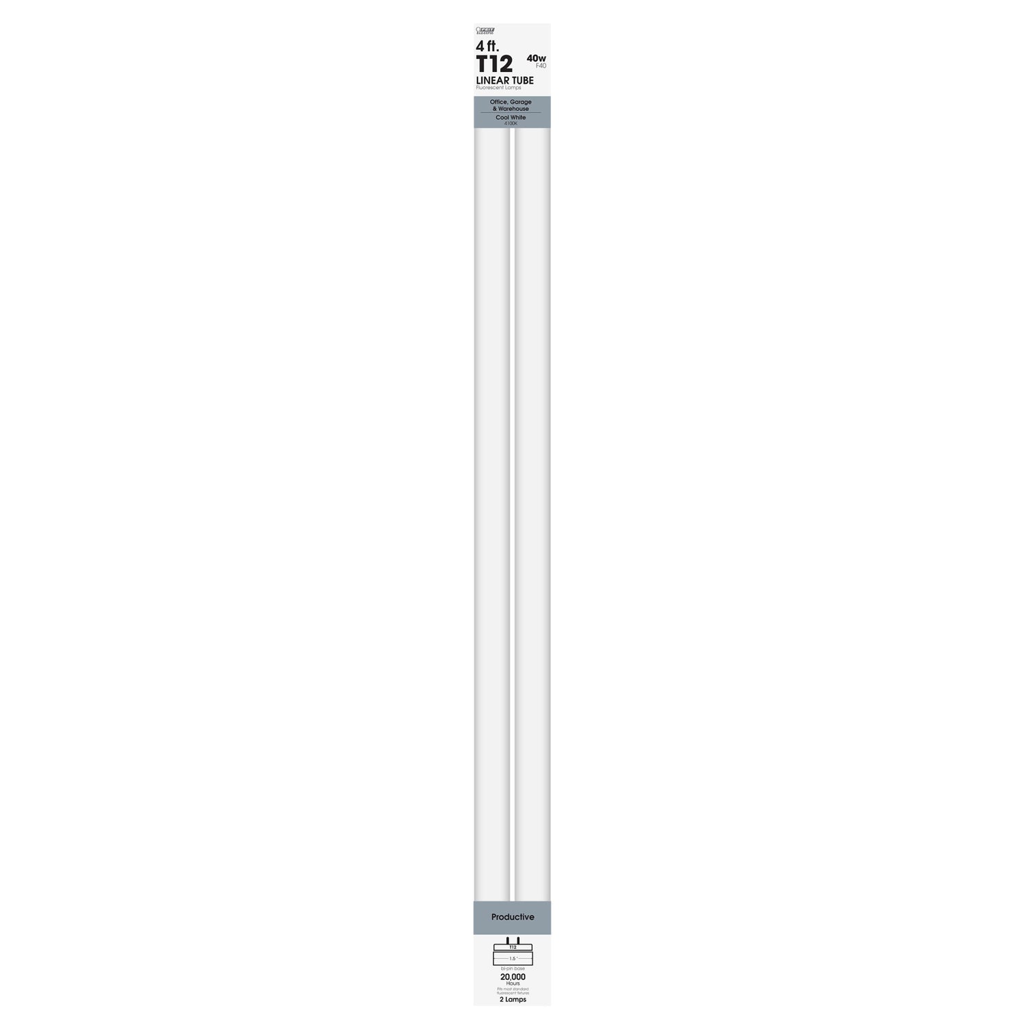 4 ft. 40W Cool White (4100K) G13 Base (T12 Replacement) Fluorescent Linear Light Tube (2-Pack)