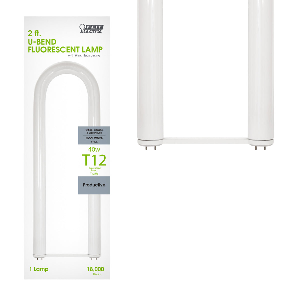 2 ft. 40W Cool White (4100K) G13 Base (T12 Replacement) U-Bend Fluorescent Linear Light Tube