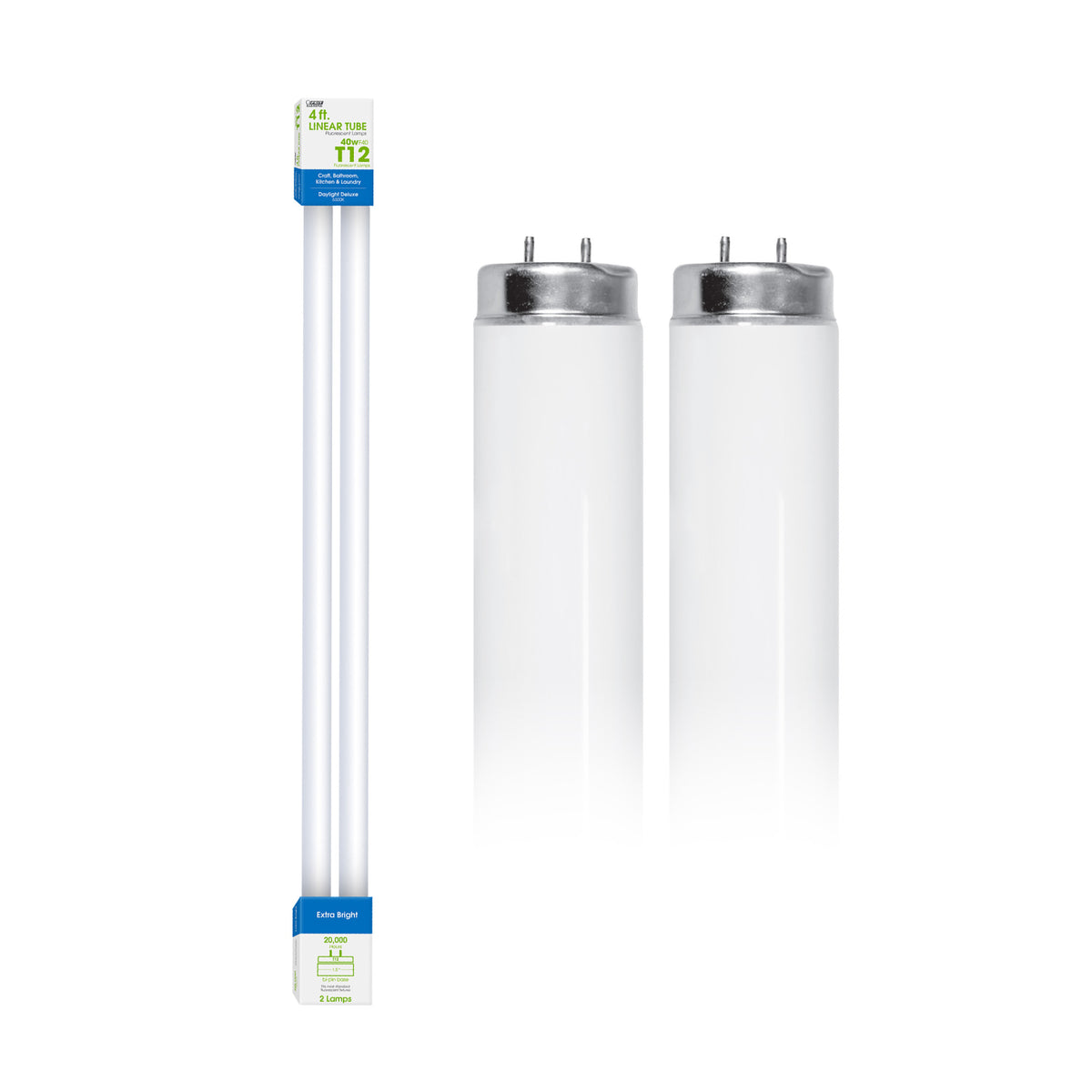 4 ft. 40W Daylight Deluxe (6500K) G13 Base (T12 Replacement) Fluorescent Linear Light Tube (2-Pack)