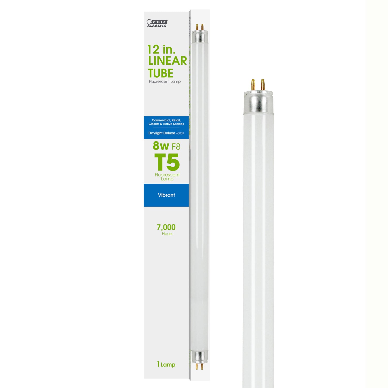 12 in. 8W Daylight Deluxe White (6500K) G5 (T5 Replacement) Fluorescent Linear Light Tube