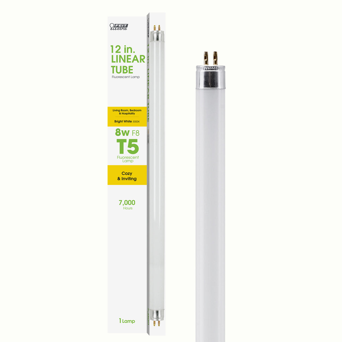 12 in. 8W Bright White (3000K) G5 Base (T5 Replacement) Fluorescent Linear Light Tube
