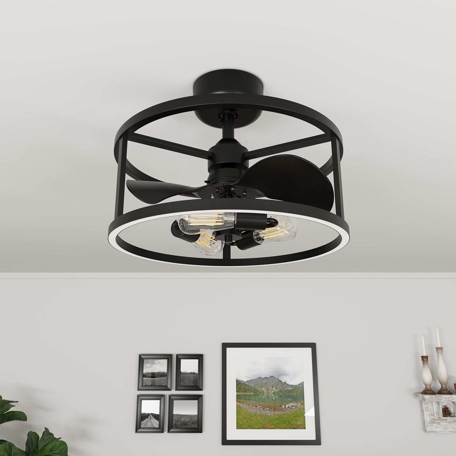 Katalyst Collection LED Decorative 3-Light Ceiling Fan, Matte Black
