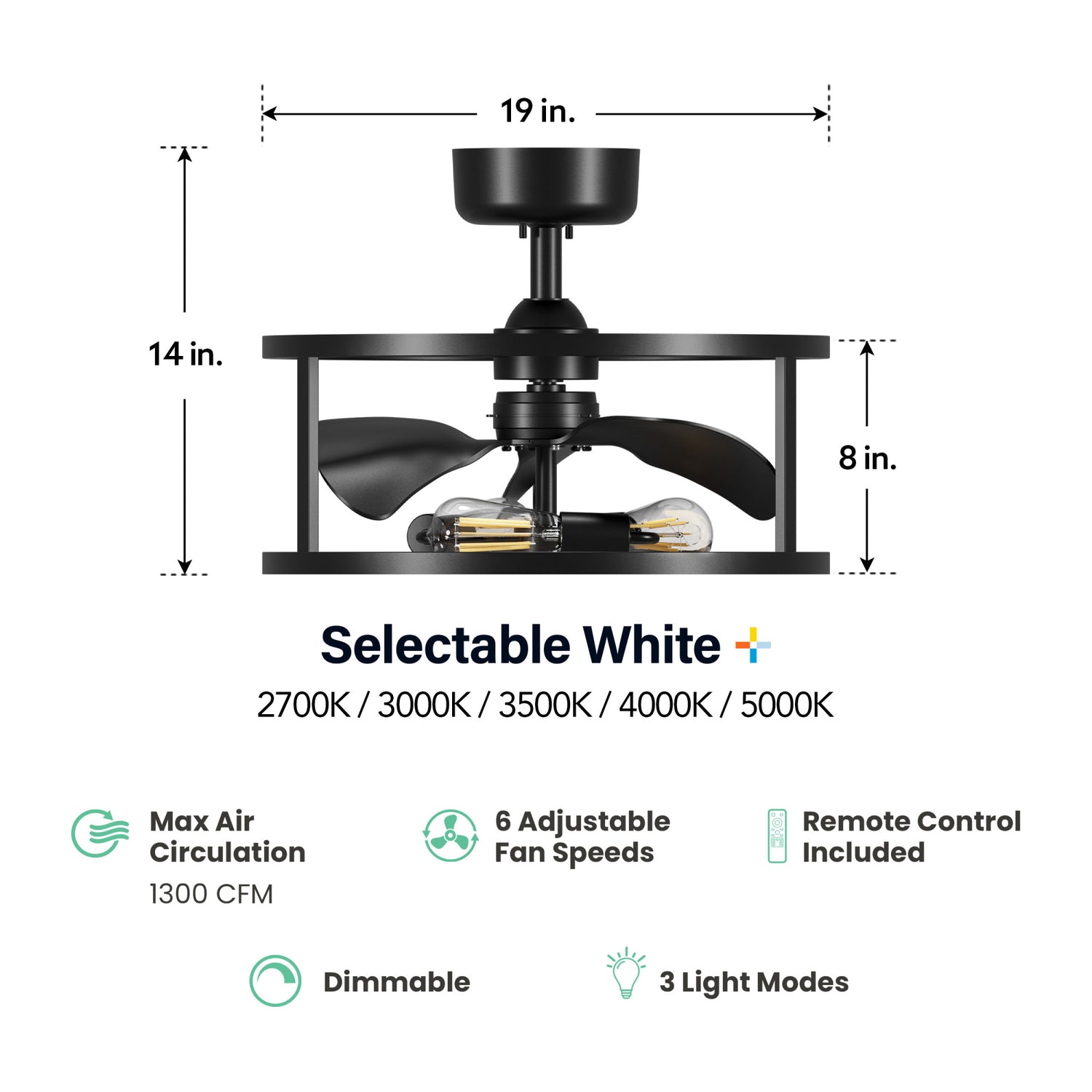 Katalyst Collection LED Decorative 3-Light Ceiling Fan, Matte Black