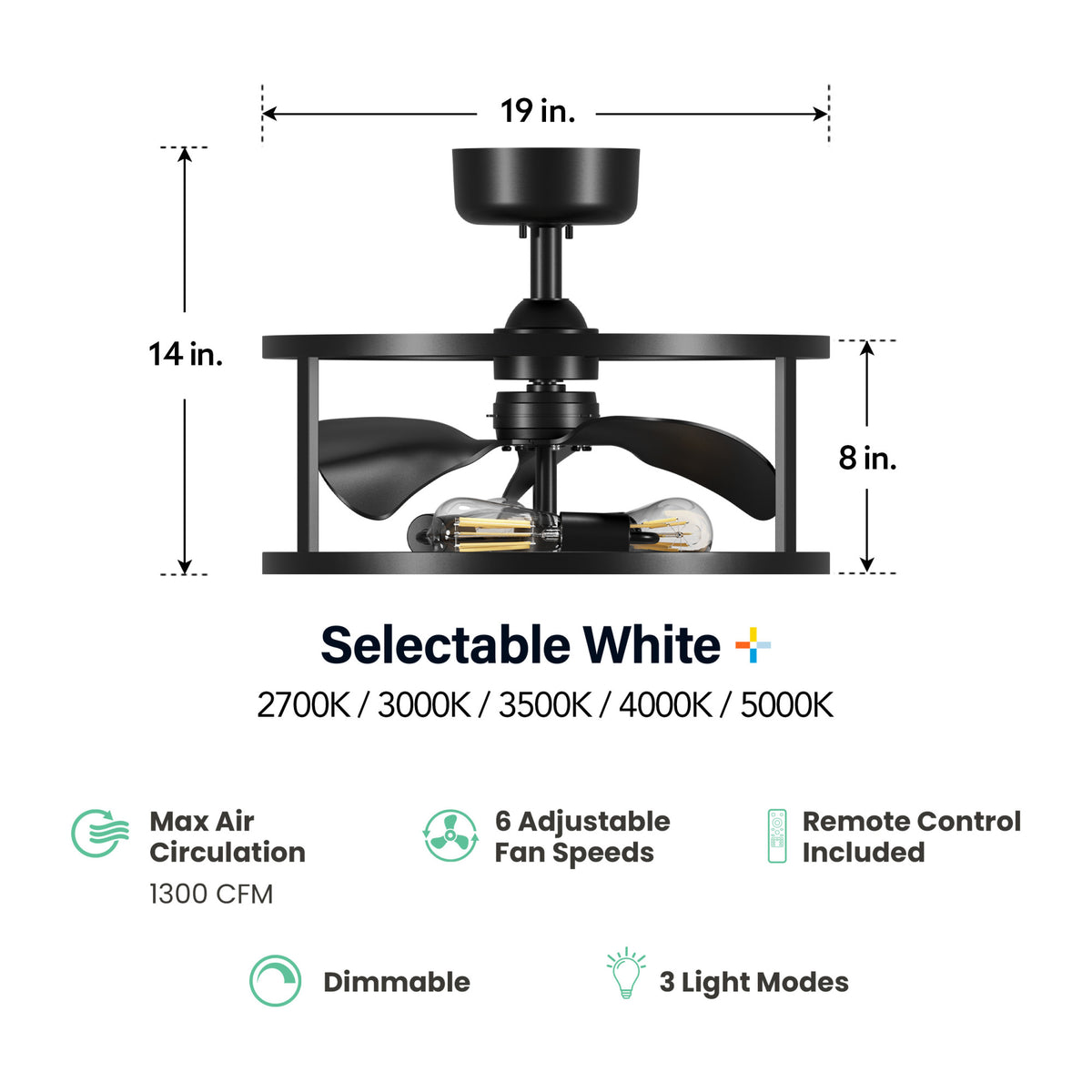 Katalyst Collection LED Decorative 3-Light Ceiling Fan, Matte Black