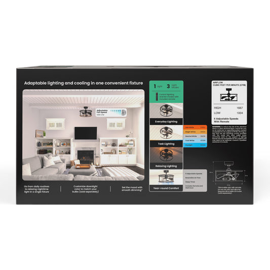 Katalyst Collection LED Decorative 3-Light Ceiling Fan, Matte Black