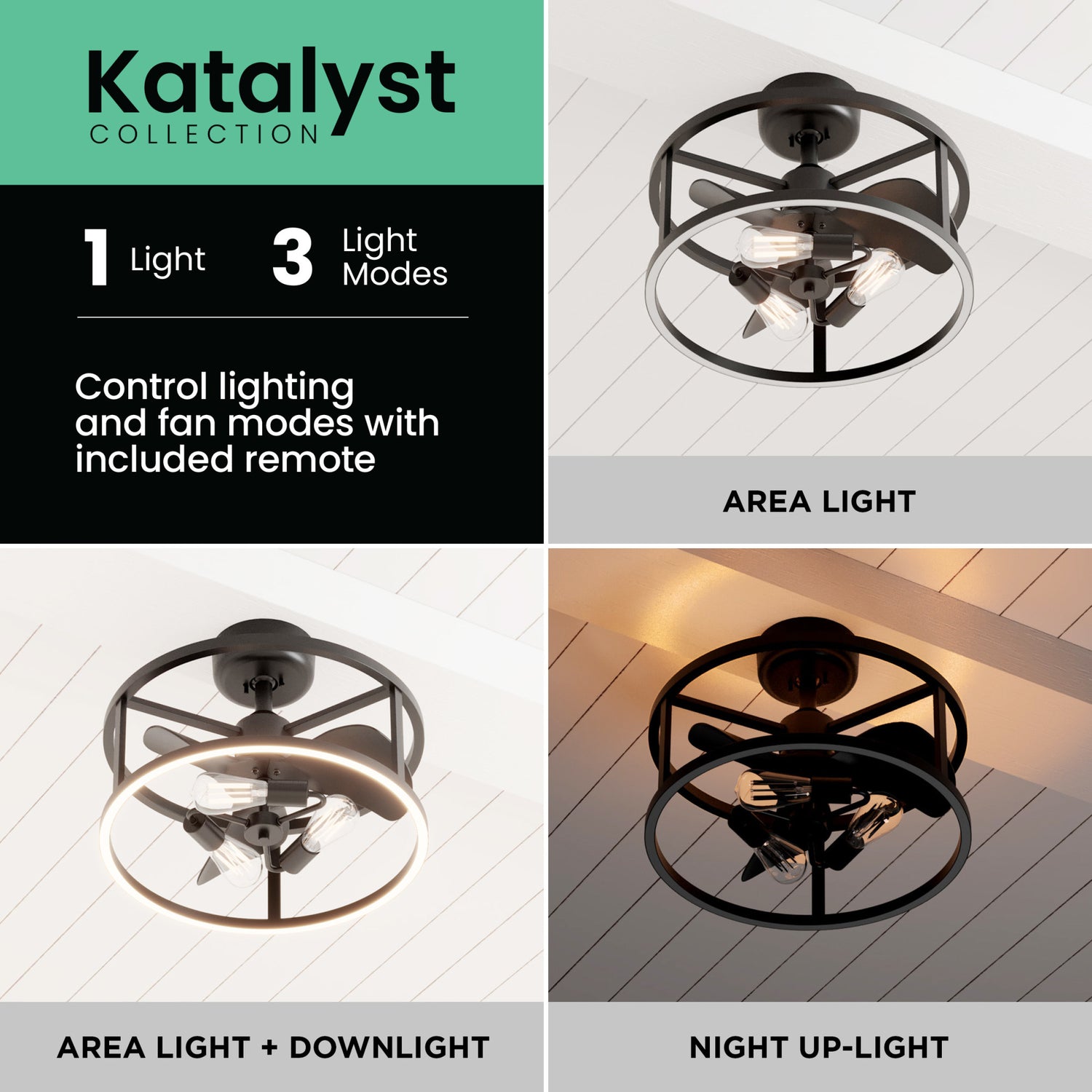 Katalyst Collection LED Decorative 3-Light Ceiling Fan, Matte Black