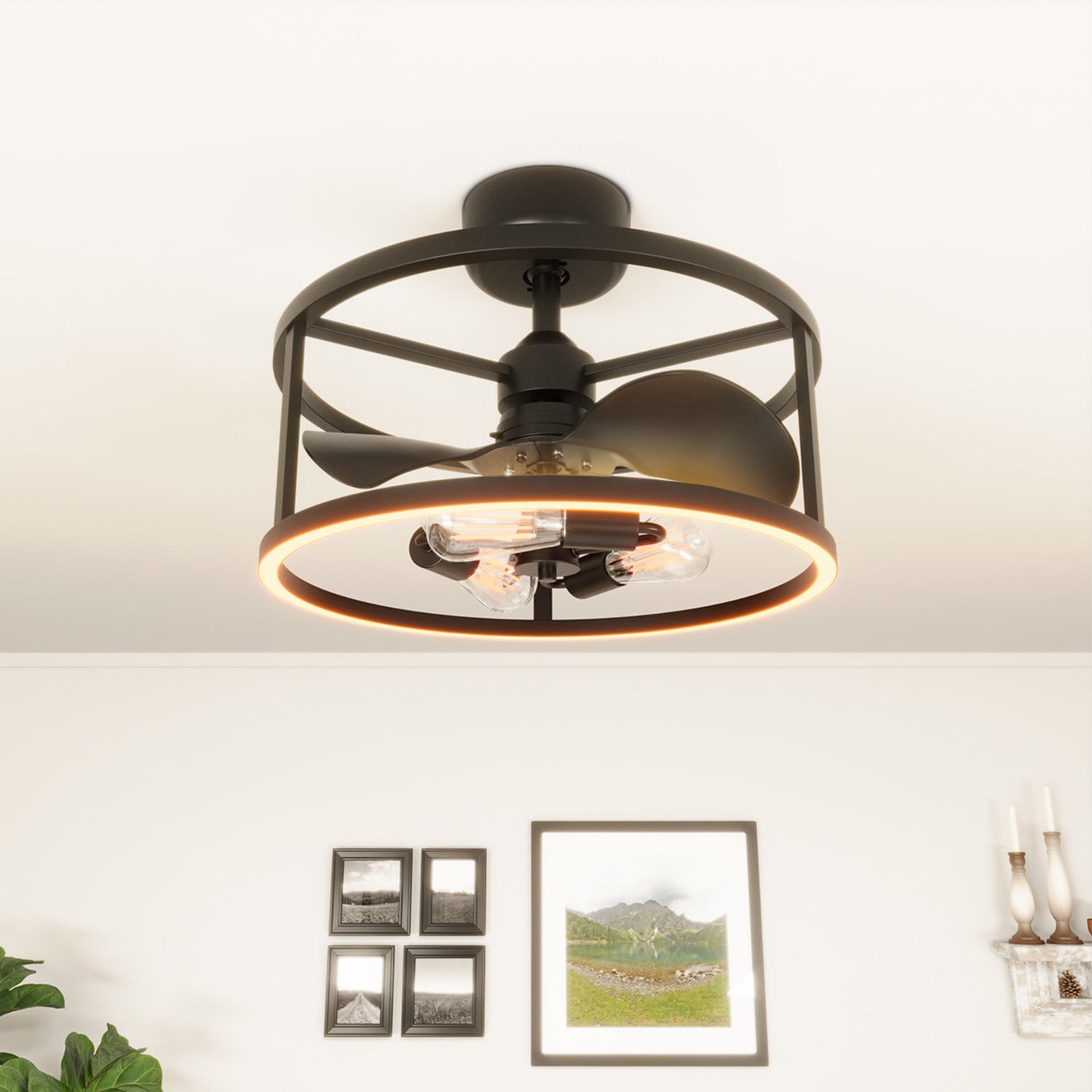 Katalyst Collection LED Decorative 3-Light Ceiling Fan, Matte Black