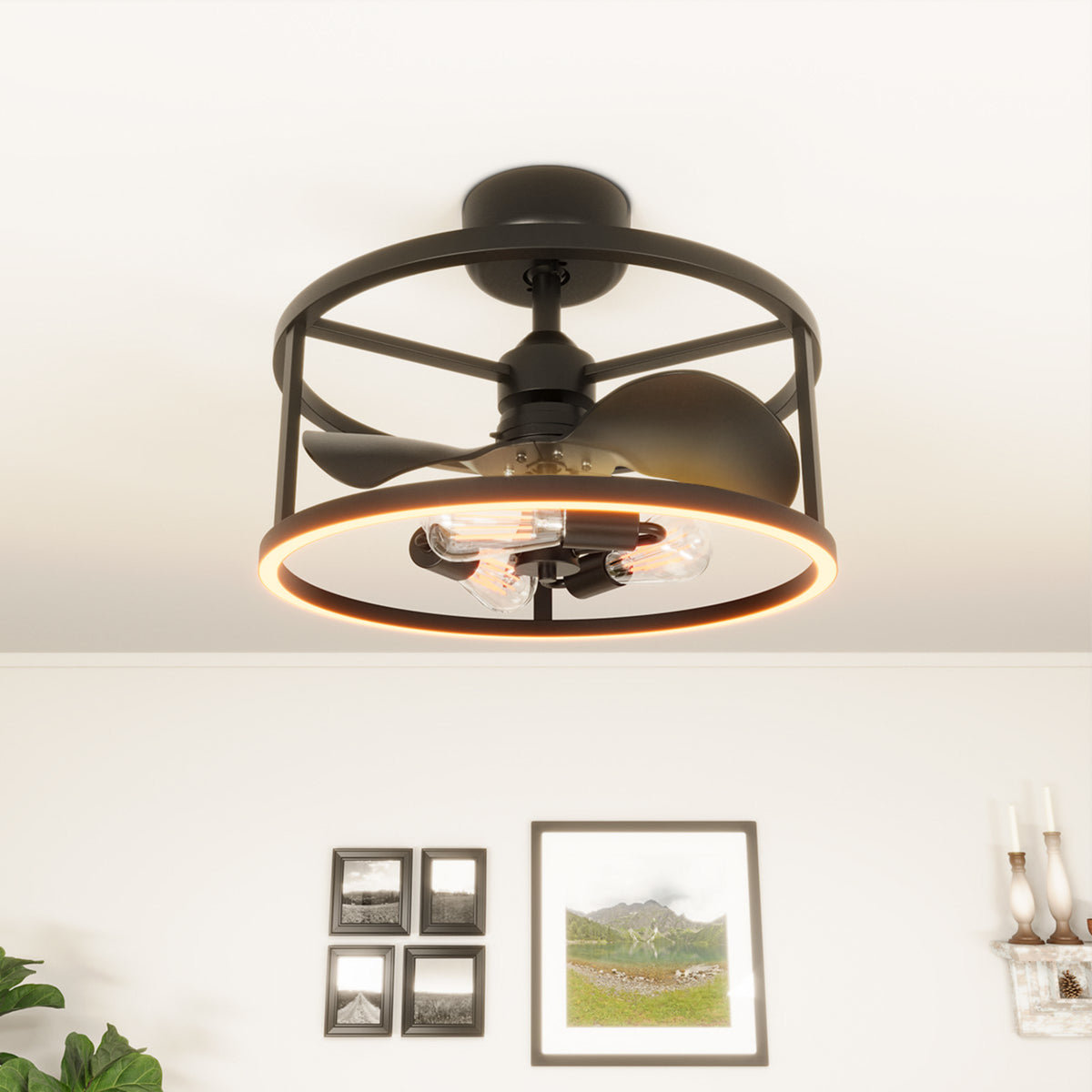 Katalyst Collection LED Decorative 3-Light Ceiling Fan, Matte Black