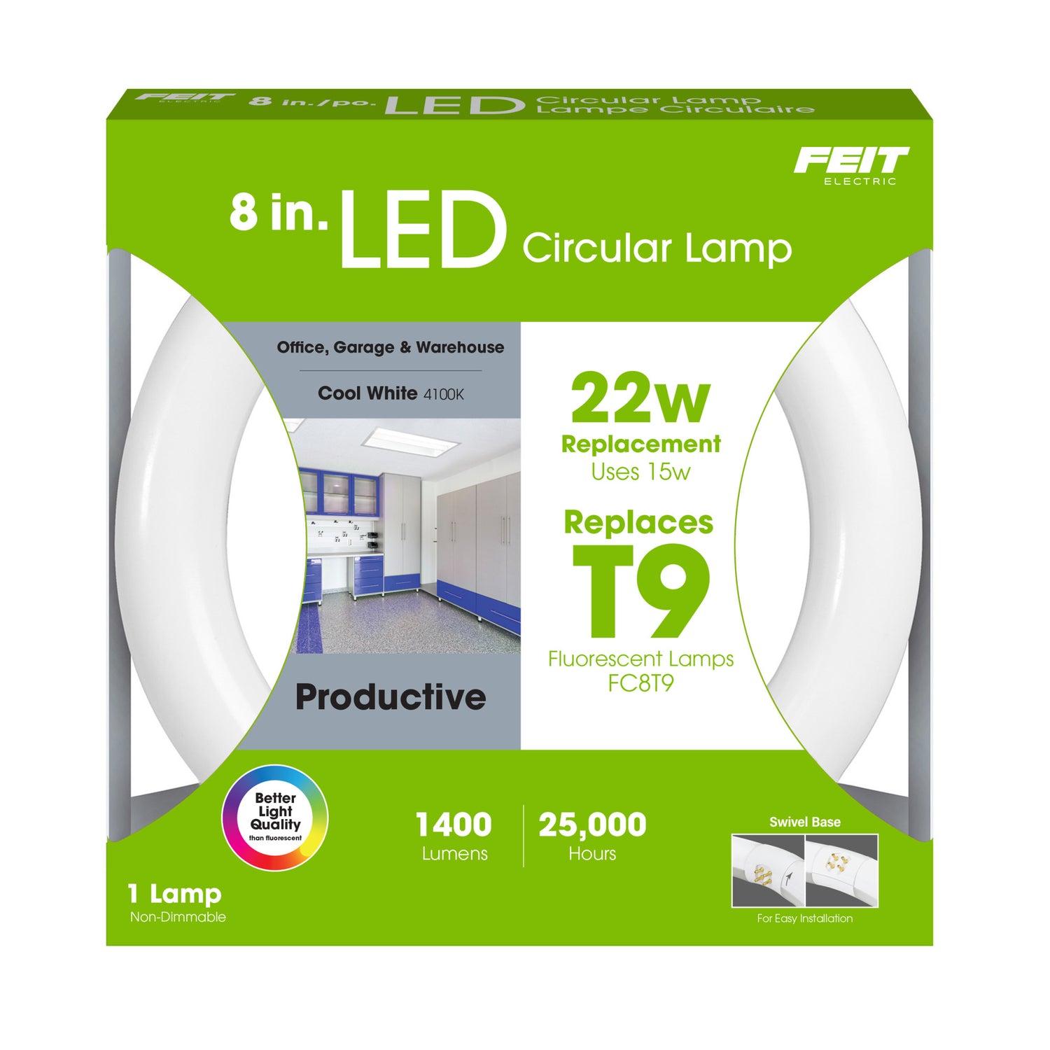 15W (22W Replacement) Cool White (4100K) T9 Direct Replacement (Type A) Circular LED Light Bulb