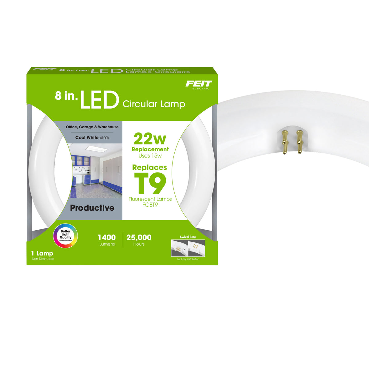 15W (22W Replacement) Cool White (4100K) T9 Direct Replacement (Type A) Circular LED Light Bulb