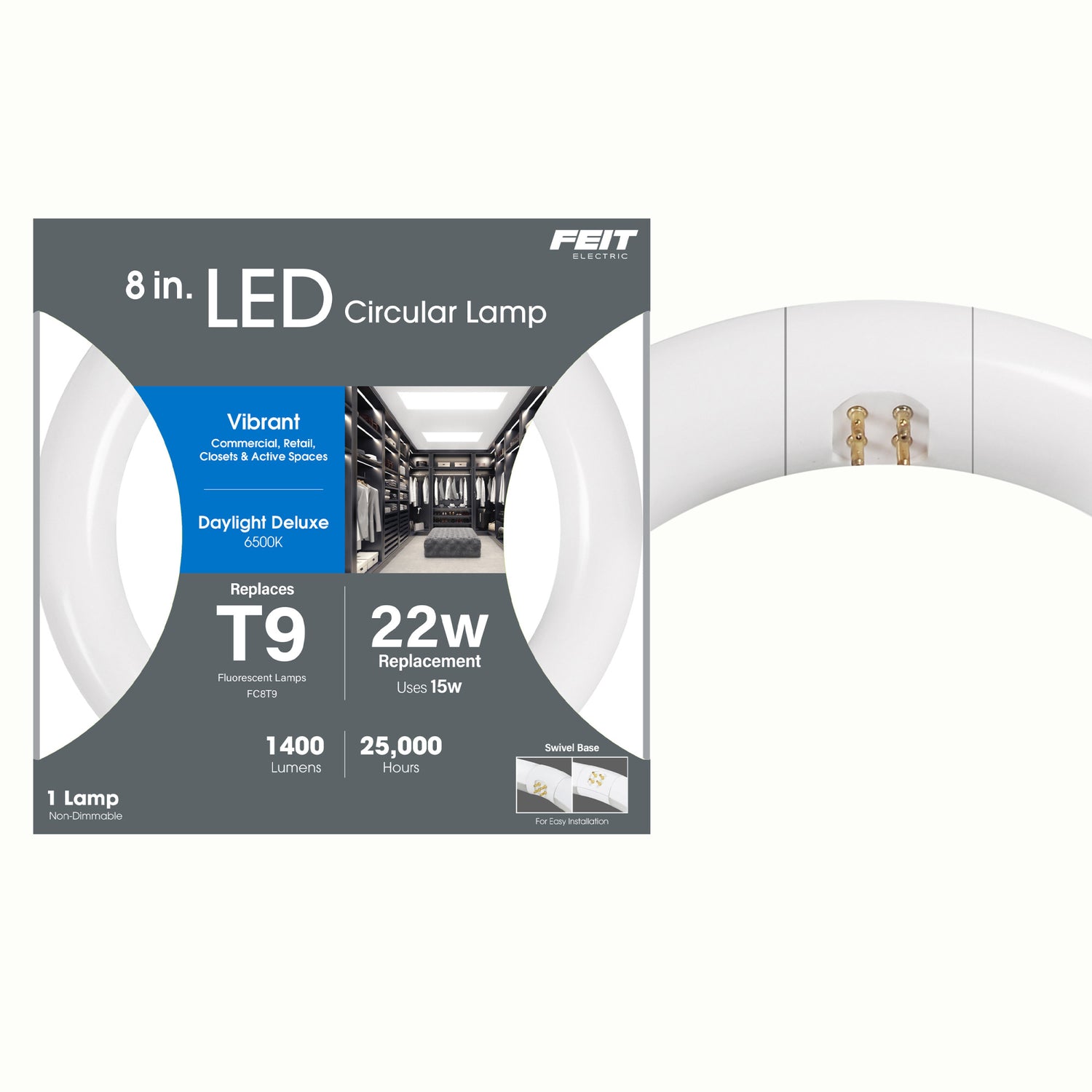 8 in. 15W (22W Replacement) Daylight Deluxe (6500K) White G10Q (T9 Replacement) Non-Dimmable Circular LED Light Tube
