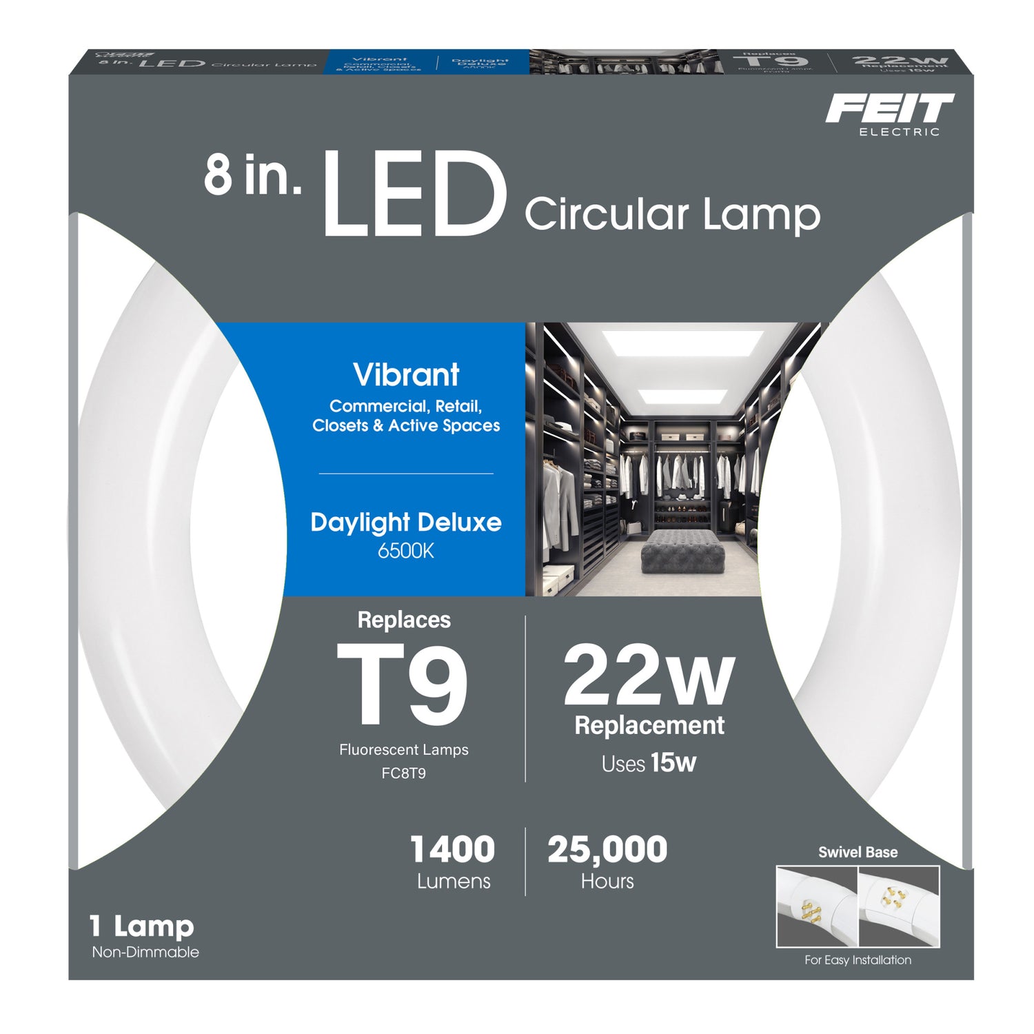 8 in. 15W (22W Replacement) Daylight Deluxe (6500K) White G10Q (T9 Replacement) Non-Dimmable Circular LED Light Tube