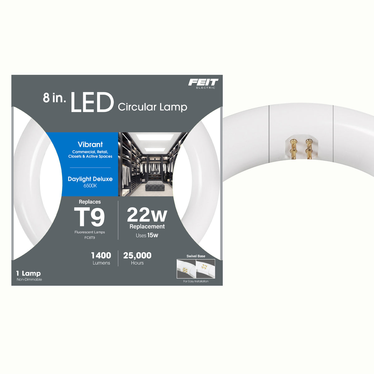 8 in. 15W (22W Replacement) Daylight Deluxe (6500K) White G10Q (T9 Replacement) Non-Dimmable Circular LED Light Tube
