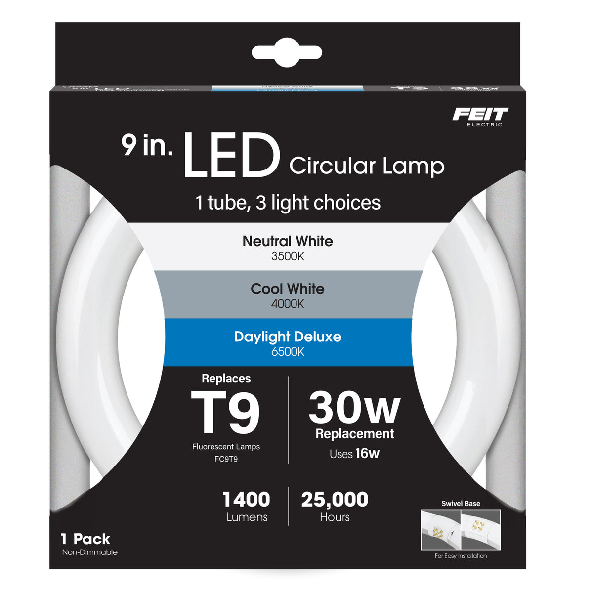 9 in. 16W (30W Replacement) Adjustable White G10Q (T9 Replacement) Direct Replacement (Type A) Non-Dimmable Circular LED Light