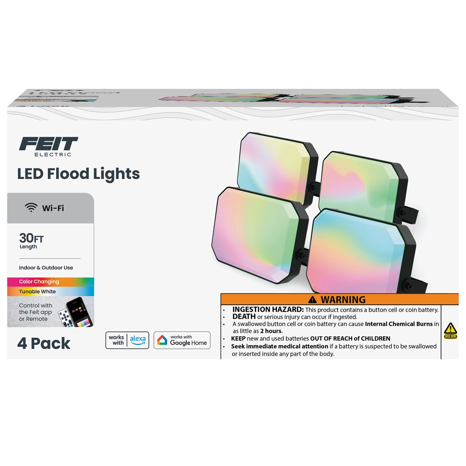 4-Pack Color Changing Smart Flood Lights with Remote