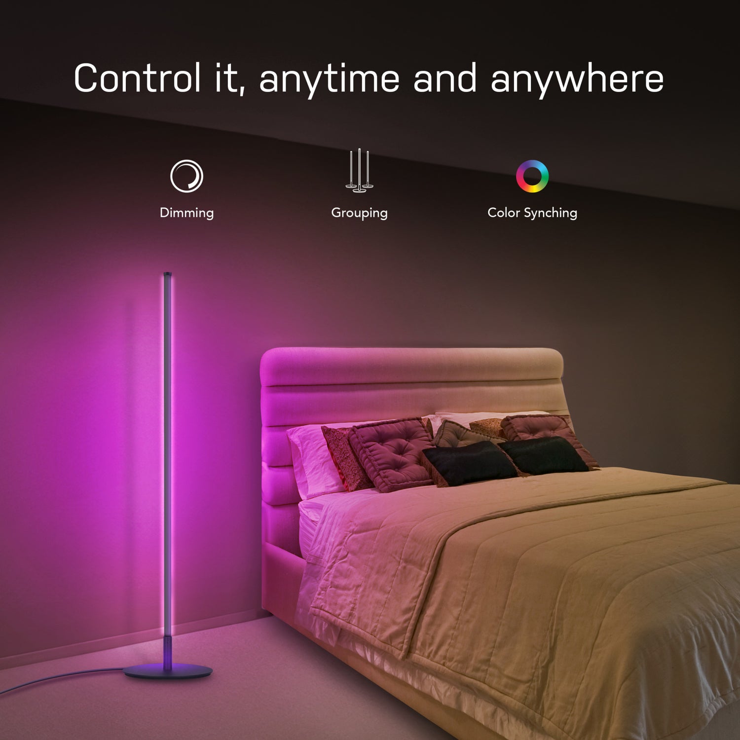 42 in. Smart Wi-Fi Multi-Color LED Floor Lamp with Music Sync Alexa Google (4-Pack)