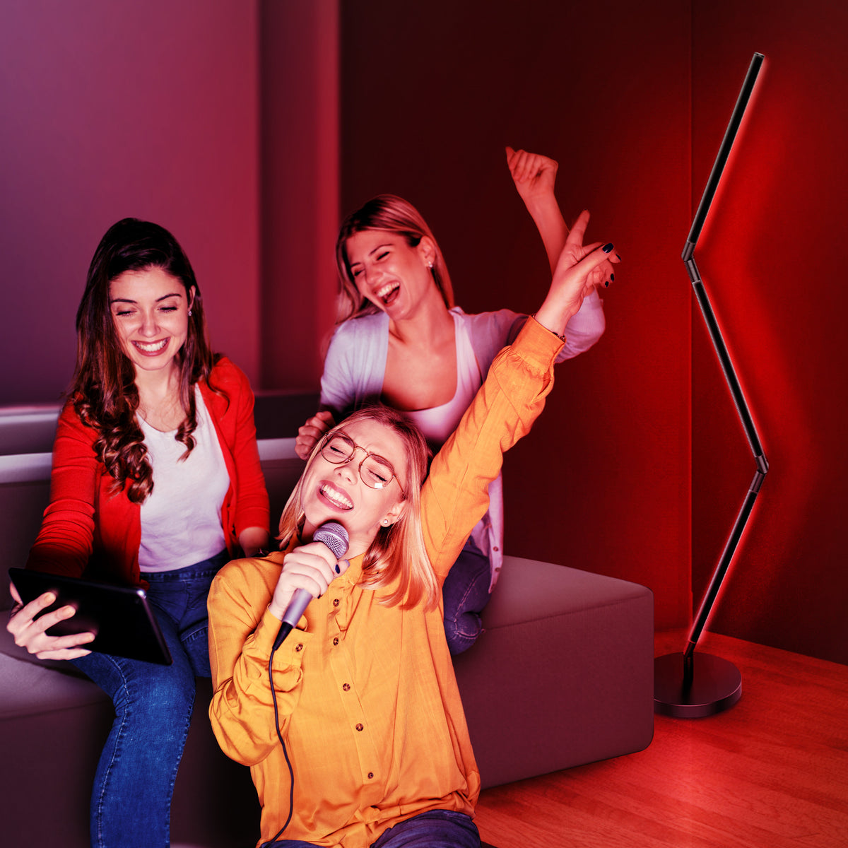 52 in. Smart Multi-Color Folding Floor Lamp with Chasing and Music Sync