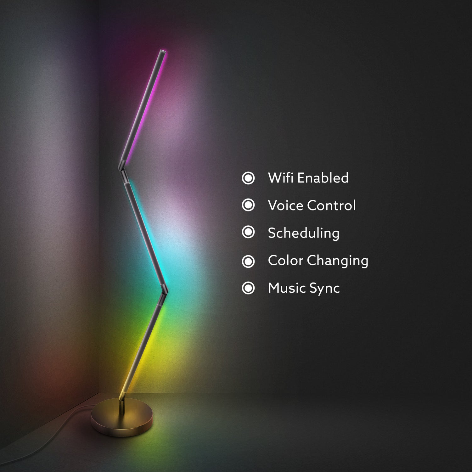 52 in. Smart Multi-Color Folding Floor Lamp with Chasing and Music Sync