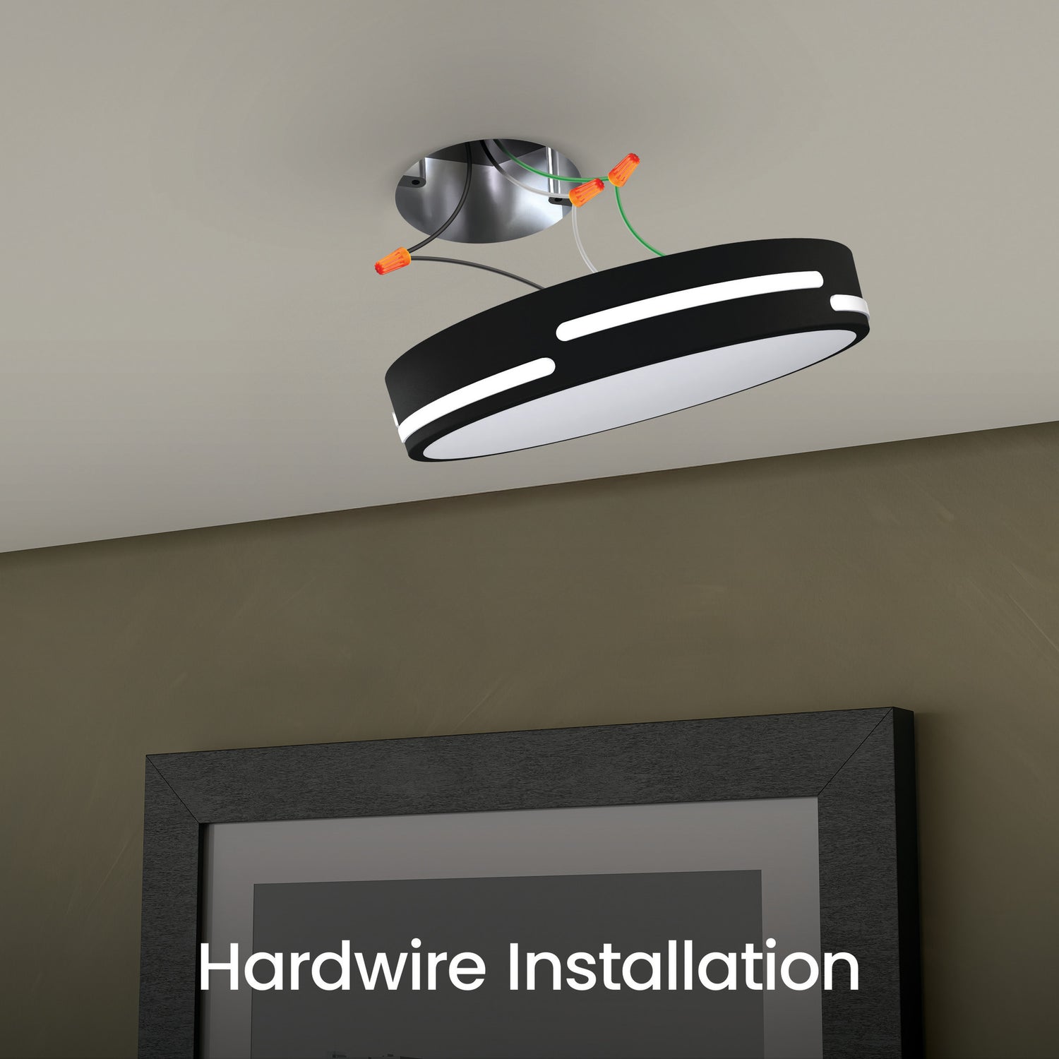 14 in. Dimmable Adjustable White LED Ceiling Fixture with Motion Night Light, Matte Black