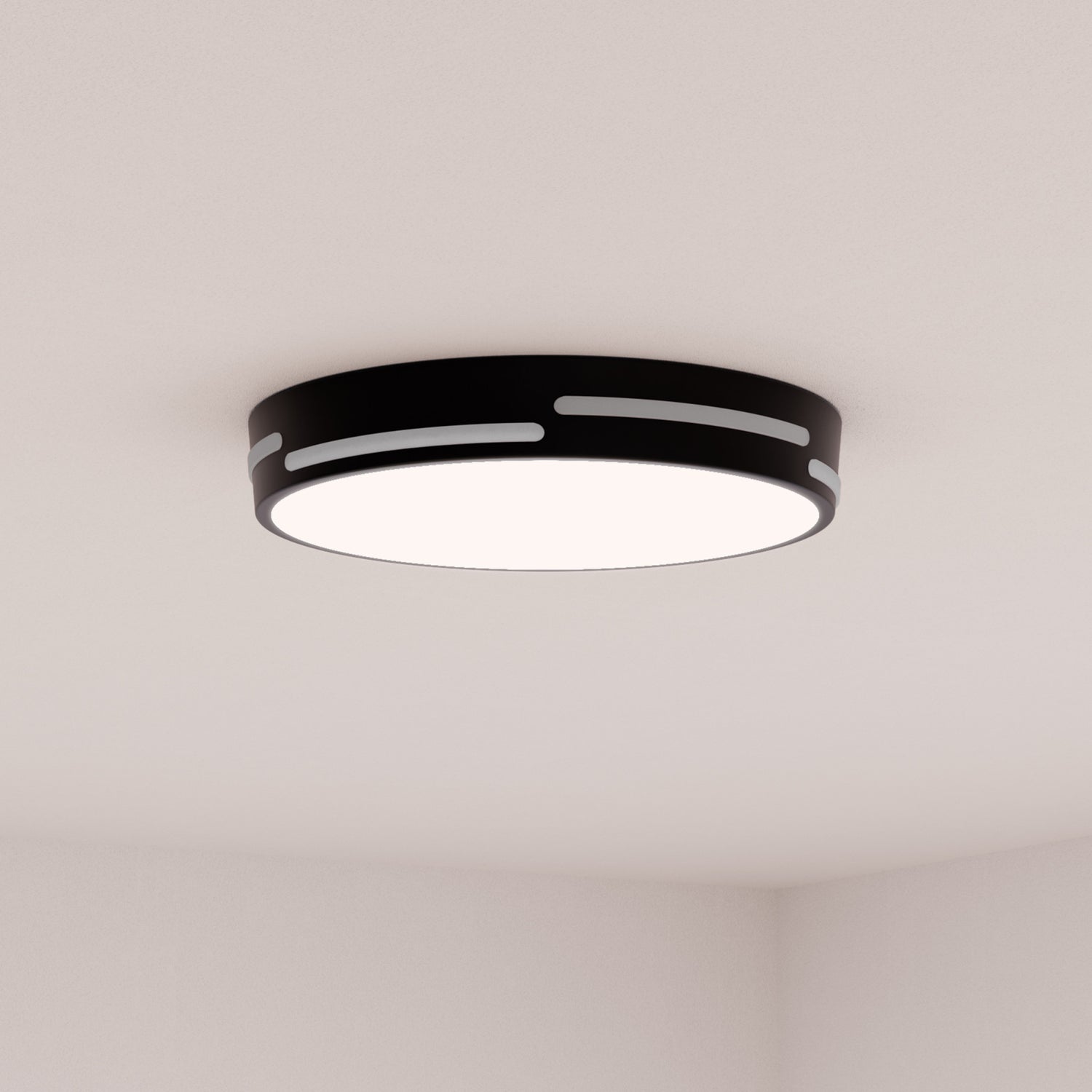 14 in. Dimmable Adjustable White LED Ceiling Fixture with Motion Night Light, Matte Black