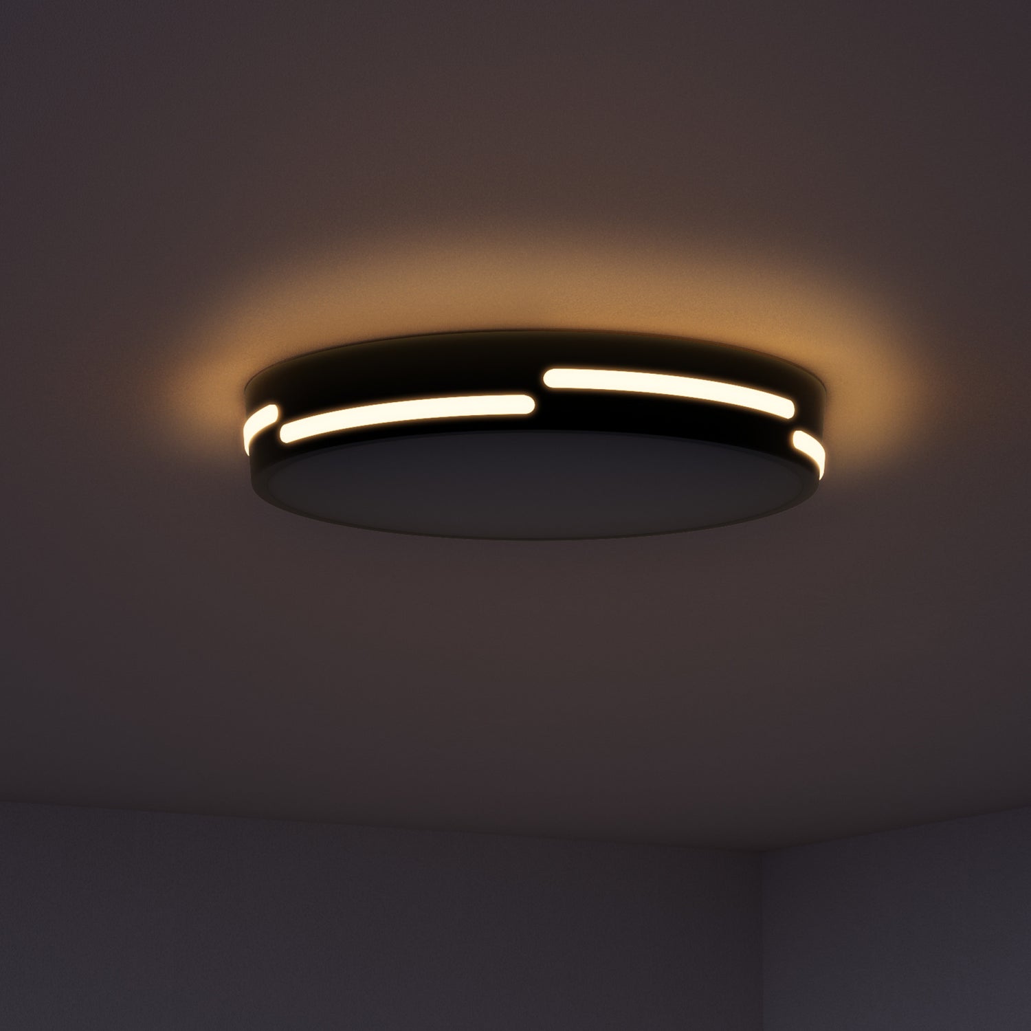 14 in. Dimmable Adjustable White LED Ceiling Fixture with Motion Night Light, Matte Black