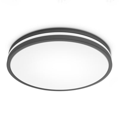 14 in. Dimmable Adjustable White Dual Band LED Flush Mount Ceiling Fixture with Switch Mode, Matte Black