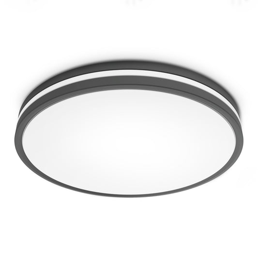 14 in. Dimmable Adjustable White Dual Band LED Flush Mount Ceiling Fixture with Switch Mode, Matte Black