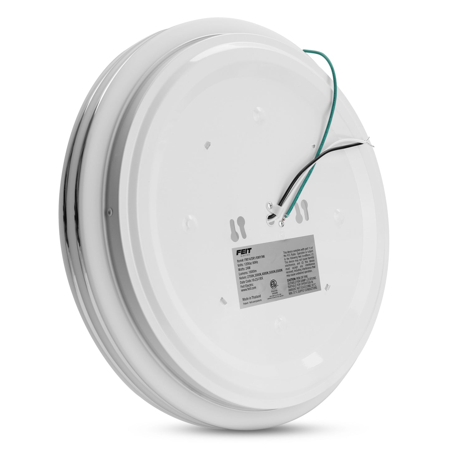 14 in. Dimmable Adjustable White LED Flush Mount Ceiling Fixture, Chrome