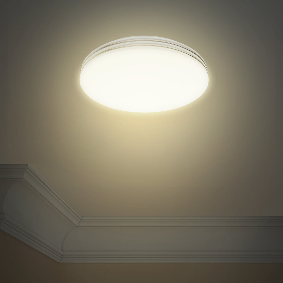14 in. Dimmable Adjustable White LED Flush Mount Ceiling Fixture with Switch Mode, Chrome