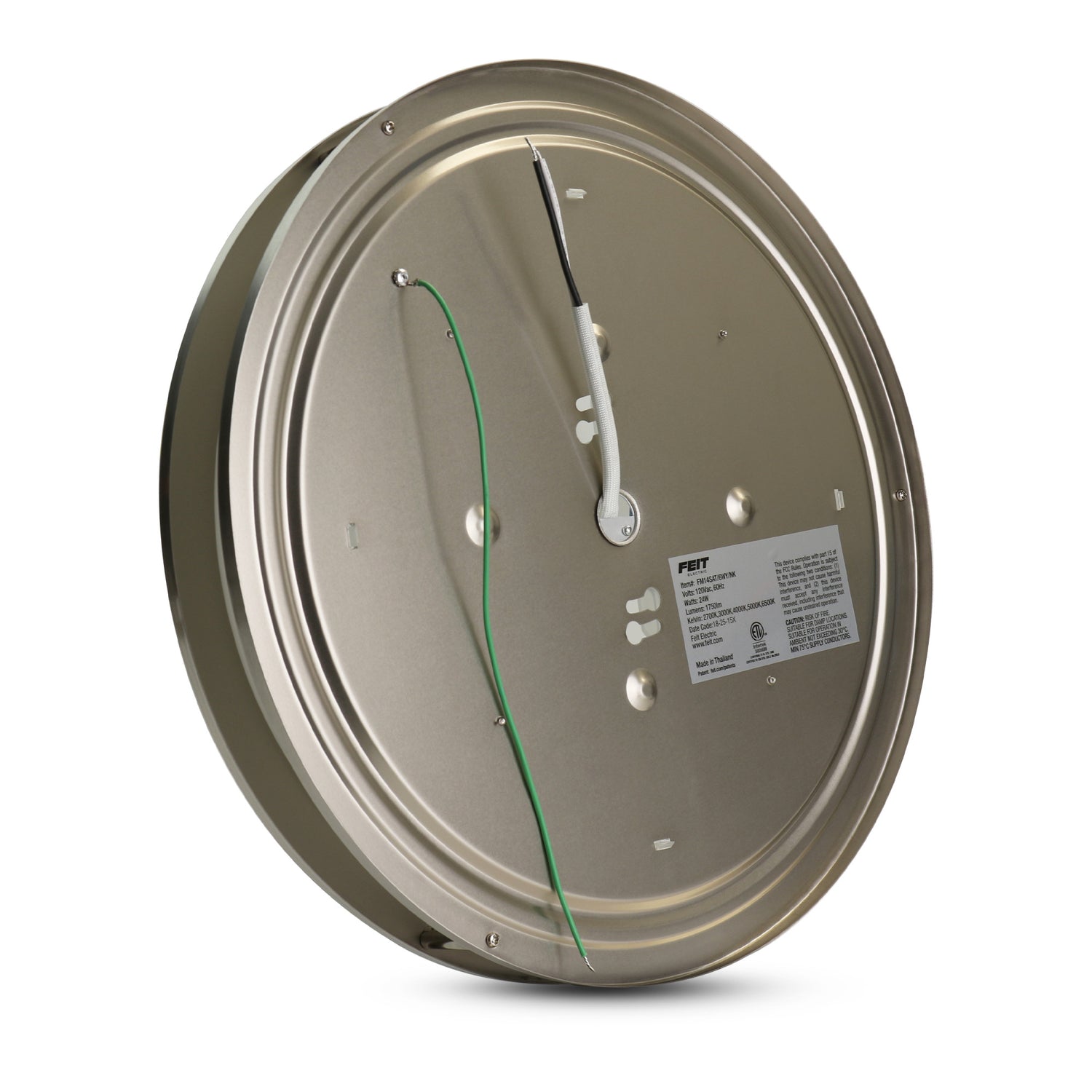 14 in. Dimmable Adjustable White LED Flush Mount Ceiling Fixture, Brushed Nickel