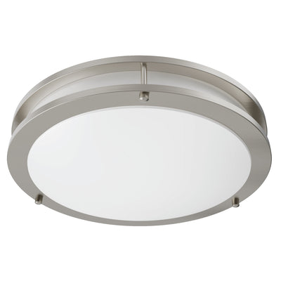 14 in. Dimmable Adjustable White LED Flush Mount Ceiling Fixture with Switch Mode, Brushed Nickel