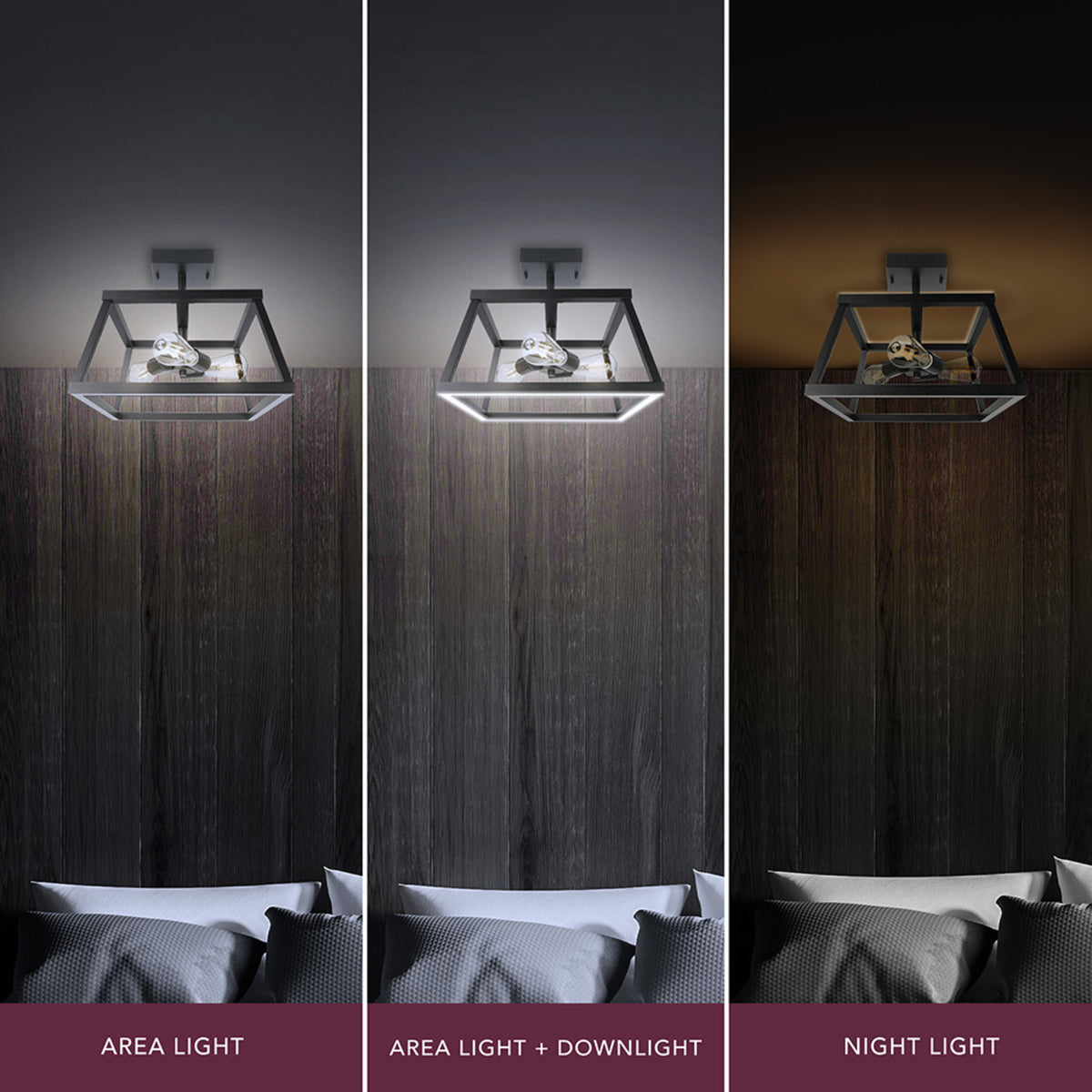 Katalyst Collection 15 in. Decorative 3-Light Trapezoid Semi-Flush Mount