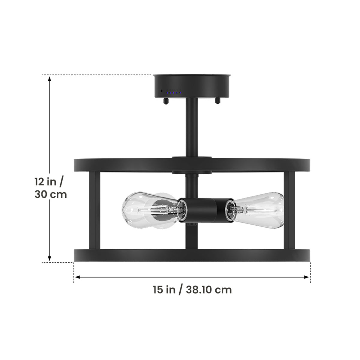 Katalyst Collection LED Semi Flush Decorative Ceiling Light Fixture Matte Black