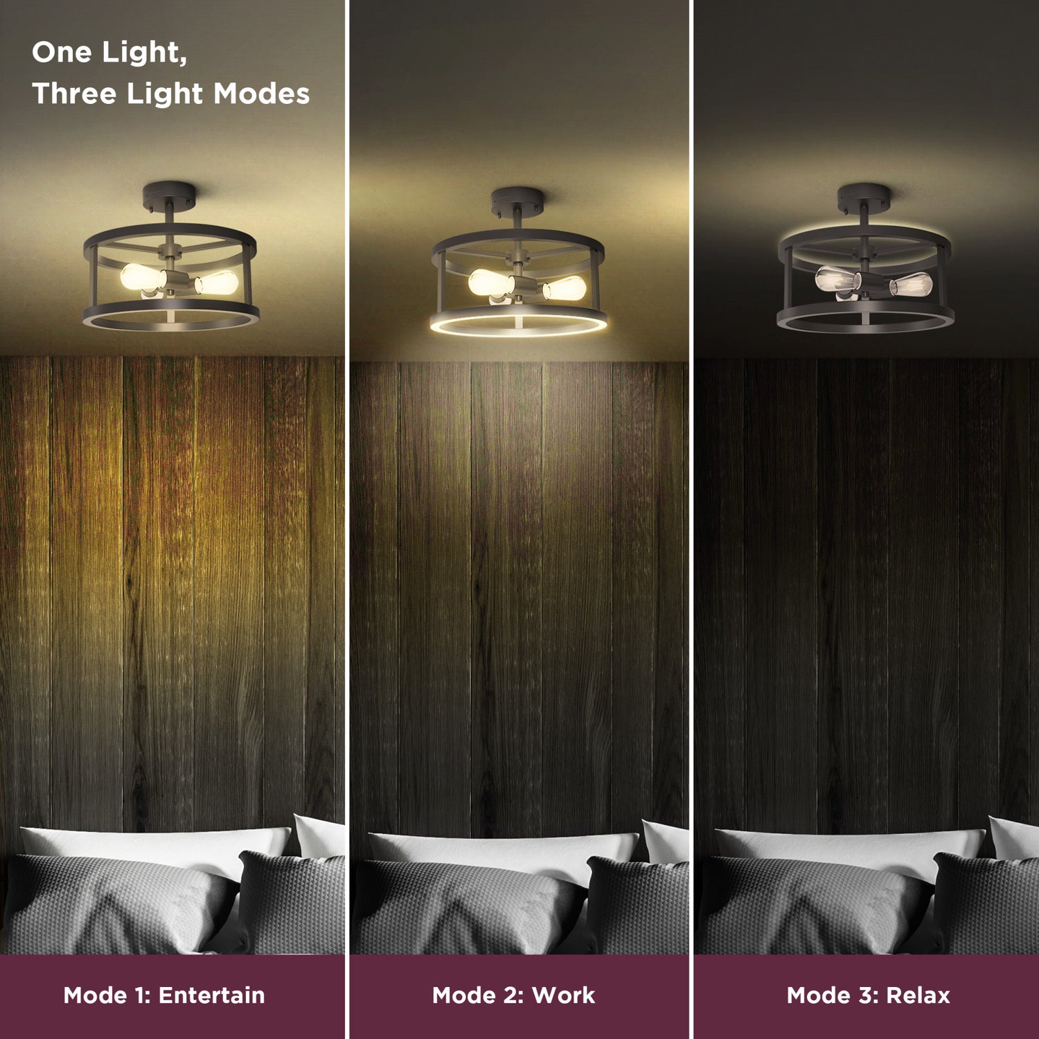 Katalyst Collection LED Semi Flush Decorative Ceiling Light Fixture Matte Black
