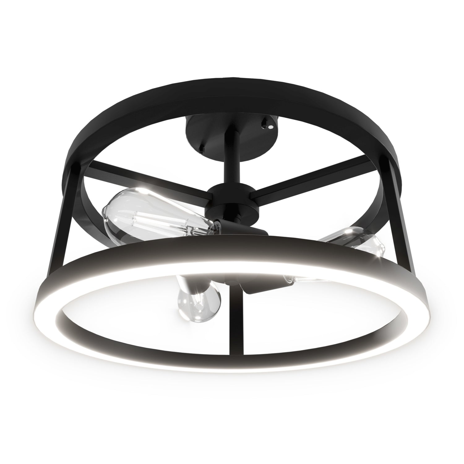 Katalyst Collection LED Semi Flush Decorative Ceiling Light Fixture Matte Black