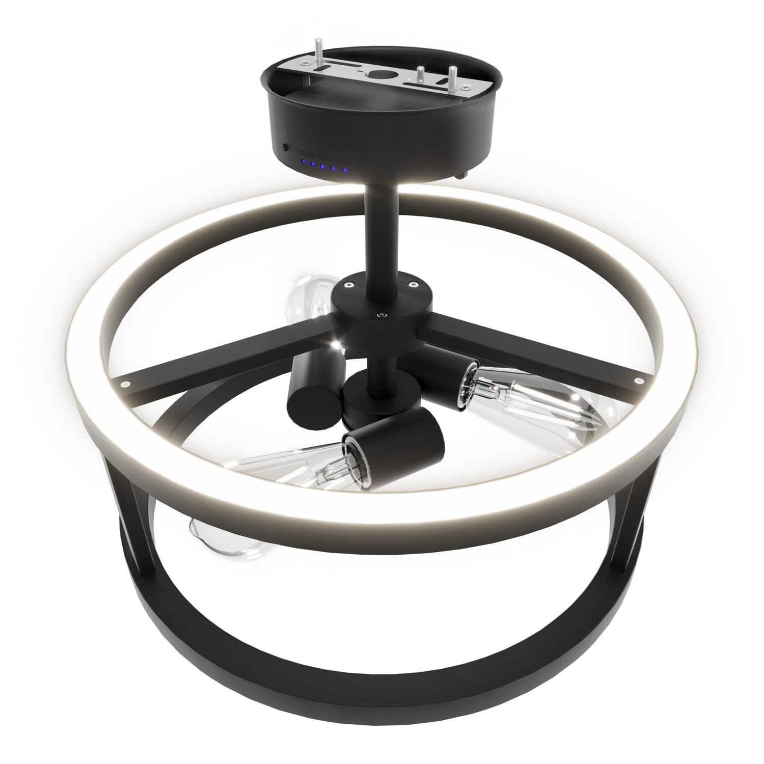 Katalyst Collection LED Semi Flush Decorative Ceiling Light Fixture Matte Black