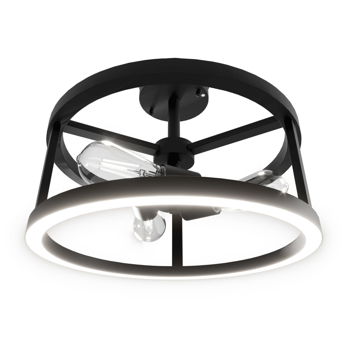 Katalyst Collection LED Semi Flush Decorative Ceiling Light Fixture Matte Black