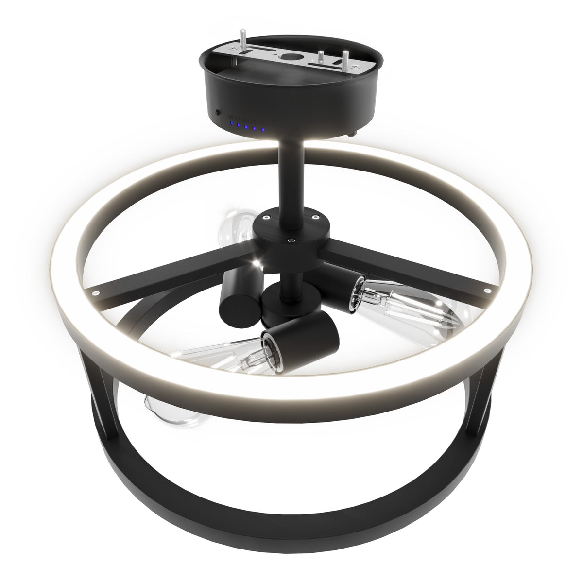 Katalyst Collection LED Semi Flush Decorative Ceiling Light Fixture Matte Black