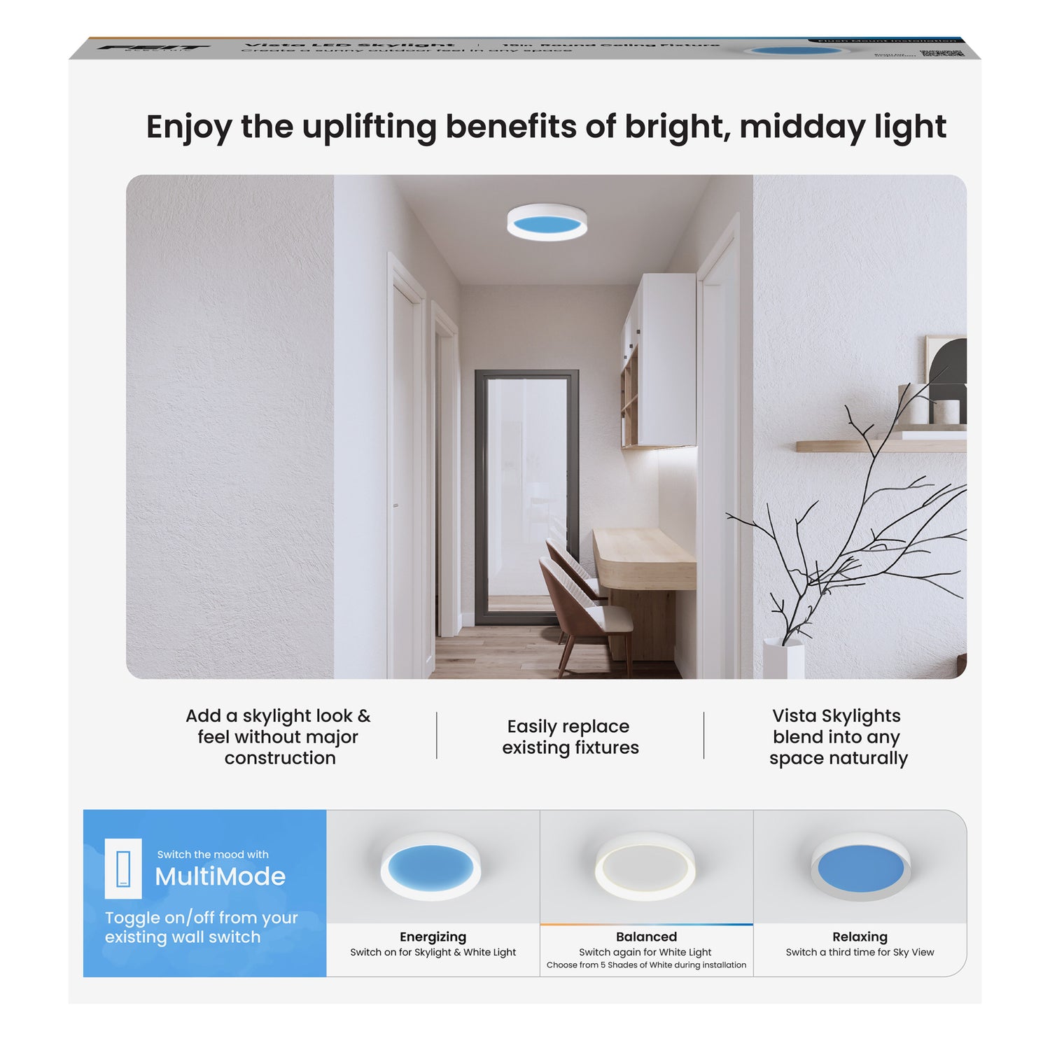 Vista 15 in. Round Flush Mount LED Skylight Fixture