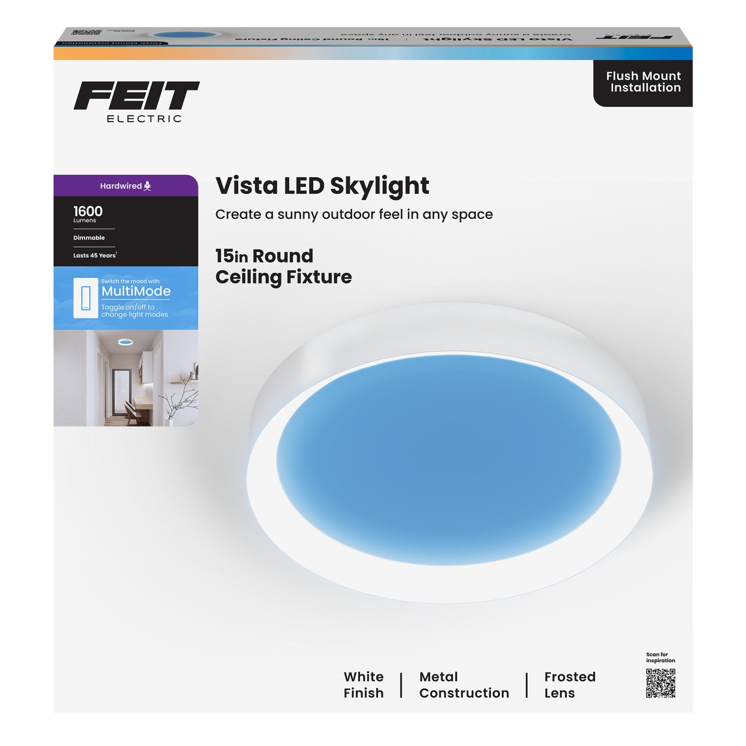 Vista 15 in. Round Flush Mount LED Skylight Fixture