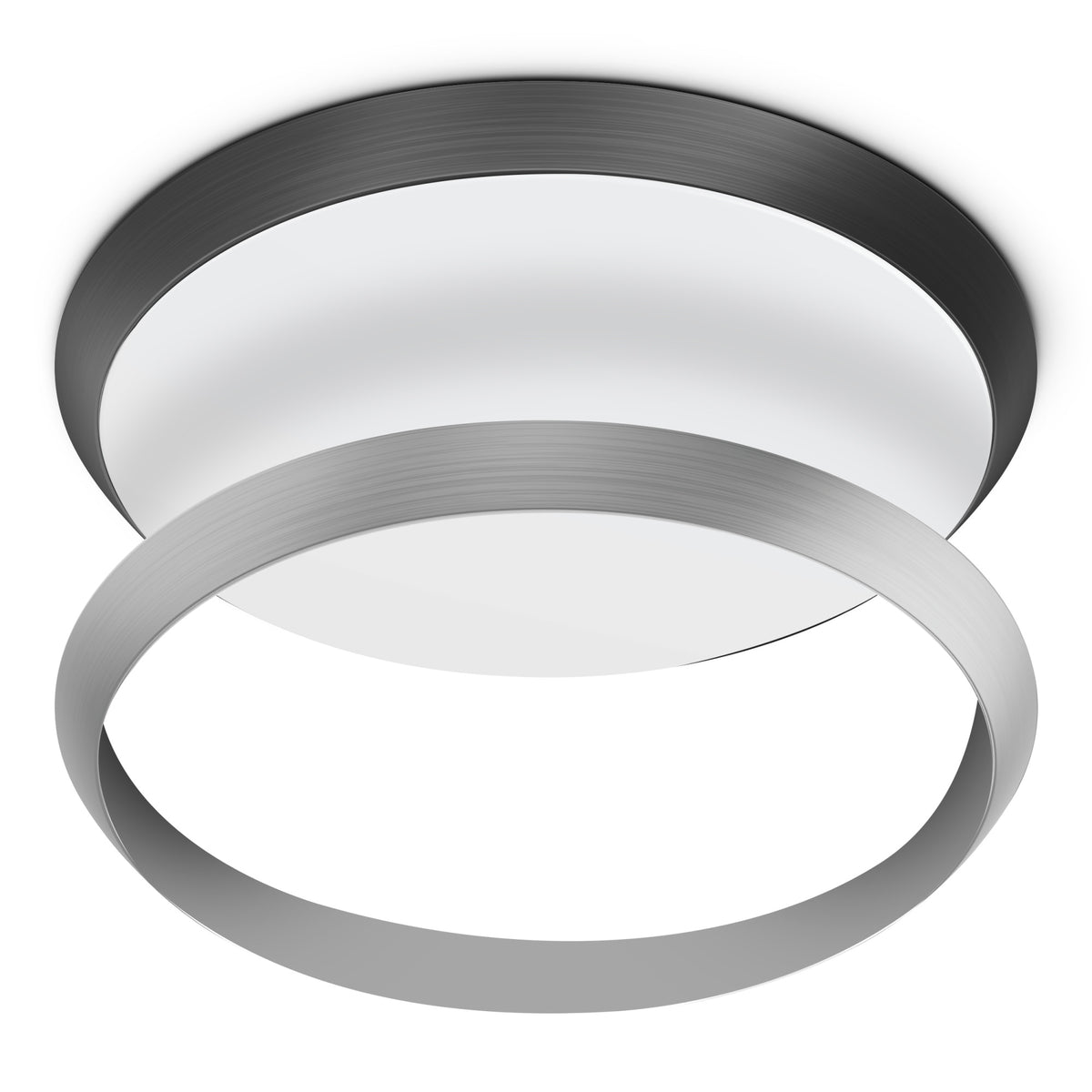 15 in. Round Adjustable White Flush Mount Motion Ceiling Light with Switch Mode, Brushed Nickel or Matte Black Trim