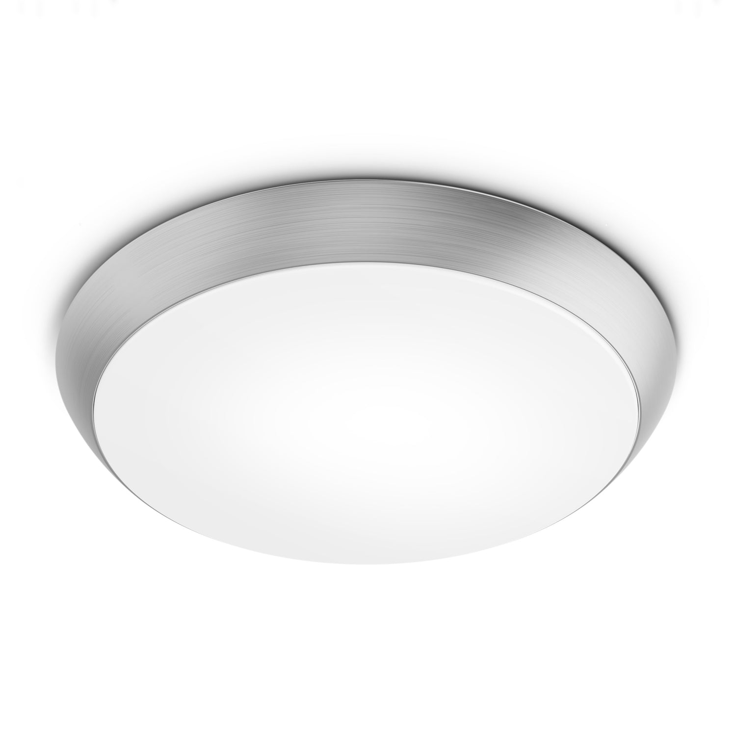 9 in. Dimmable Adjustable White LED Flush Mount Ceiling Fixture, Brushed Nickel