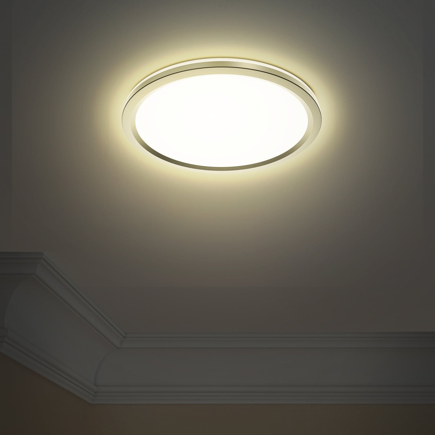 11 in. Adjustable White LED Flat Panel Ceiling Light with Night Light and Interchangeable Trim