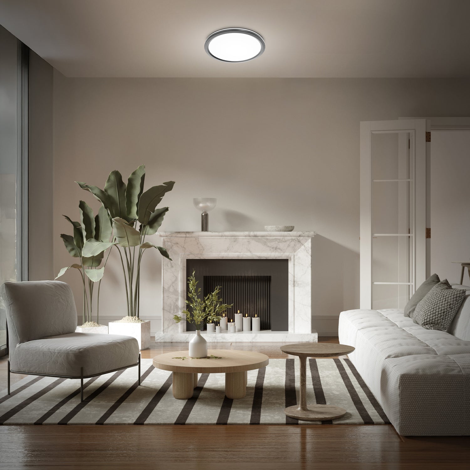 11 in. Adjustable White LED Flat Panel Ceiling Light with Night Light and Interchangeable Trim