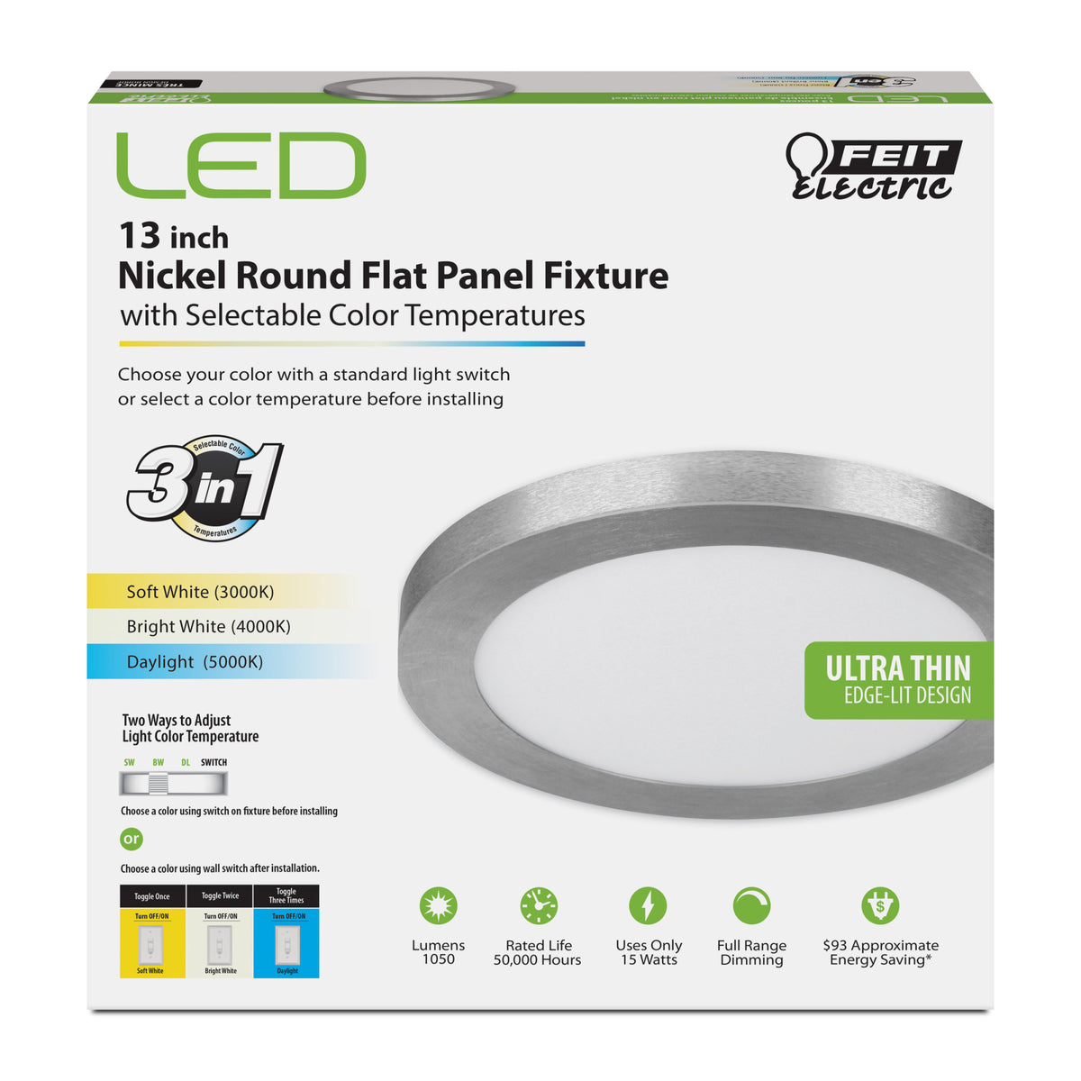 13 in. 15W Selectable Color LED Light Fixture